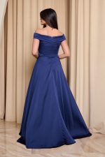 Φόρεμα maxi off shoulder σατέν με κρουαζέ μπούστο navy blue - Image 6