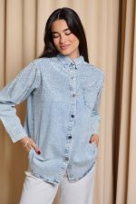 Τζιν τζάκετ με στρας - Image 3