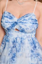 Φόρεμα maxi με τούλι και διαδοχικά βολάν γαλάζιο - Image 6