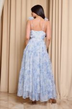 Φόρεμα maxi με τούλι και cut out baby blue - Image 5