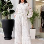 Σετ πουκάμισο-παντελόνι κιπούρ άσπρο