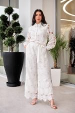 Σετ πουκάμισο-παντελόνι κιπούρ άσπρο