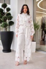 Σετ πουκάμισο-παντελόνι κιπούρ άσπρο - Image 2