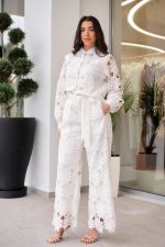 Σετ πουκάμισο-παντελόνι κιπούρ άσπρο - Image 3