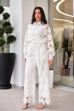 Σετ πουκάμισο-παντελόνι κιπούρ άσπρο - Image 4