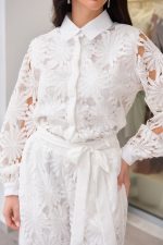 Σετ πουκάμισο-παντελόνι κιπούρ άσπρο - Image 6