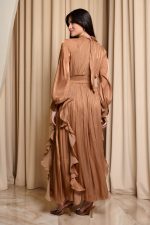 Φόρεμα maxi με βολάν bronze - Image 5