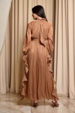 Φόρεμα maxi με βολάν bronze - Image 6