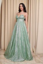 Φόρεμα maxi μέντα με τρισδιάστατο γκλίτερ - Image 3