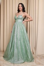 Φόρεμα maxi μέντα με τρισδιάστατο γκλίτερ - Image 4