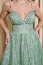 Φόρεμα maxi μέντα με τρισδιάστατο γκλίτερ - Image 6
