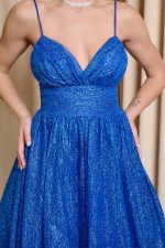 Φόρεμα maxi μπλε ρουα με τρισδιάστατο γκλίτερ - Image 6