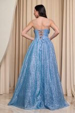 Φόρεμα maxi γαλάζιο με τρισδιάστατο γκλίτερ - Image 5