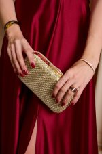 Tσάντα clutch με στρας gold - Image 3