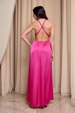 Φόρεμα maxi σατεν πολυμορφικό φουξ - Image 4