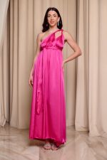 Φόρεμα maxi σατεν πολυμορφικό φουξ - Image 3