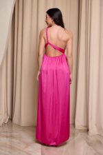 Φόρεμα maxi σατεν πολυμορφικό φουξ - Image 5