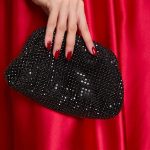 Tσάντα χειρός διακοσμημένη με στρας μαύρη