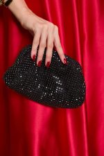 Tσάντα χειρός διακοσμημένη με στρας μαύρη