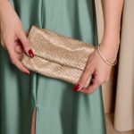 Tσάντα χειρός με στρας χρυσή