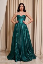 Φόρεμα maxi με κορσέ και τρισδιάστατο γκλίτερ κυπαρισσί - Image 2