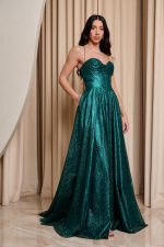 Φόρεμα maxi με κορσέ και τρισδιάστατο γκλίτερ κυπαρισσί - Image 3