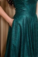 Φόρεμα maxi με κορσέ και τρισδιάστατο γκλίτερ κυπαρισσί - Image 7