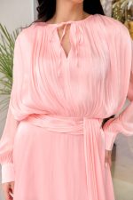 Φόρεμα midi σατινέ baby pink - Image 5