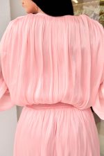 Φόρεμα midi σατινέ baby pink - Image 6