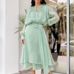 Φόρεμα midi σατινέ μέντα