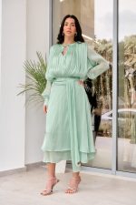 Φόρεμα midi σατινέ μέντα - Image 4