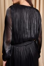 Φόρεμα midi σατινέ μαύρο - Image 8