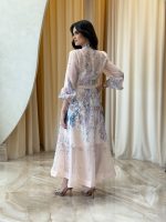 Φόρεμα maxi με floral print και στρας σομόν - Image 5