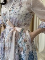 Φόρεμα maxi με floral print και στρας σομόν - Image 7