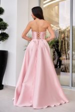 Φόρεμα maxi ταφτάς με διακοσμημένο μπούστο baby pink - Image 5