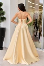 Φόρεμα maxi ταφτάς με διακοσμημένο μπούστο κίτρινο - Image 5