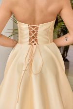 Φόρεμα maxi ταφτάς με διακοσμημένο μπούστο κίτρινο - Image 7