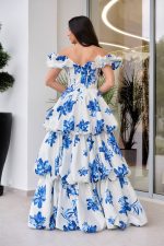 Φόρεμα maxi off shoulder με βολάν λευκό - Image 5