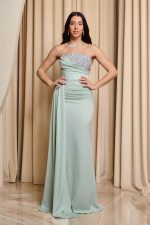 Φόρεμα maxi με σχέδιο στρας μέντα