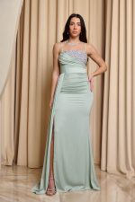 Φόρεμα maxi με σχέδιο στρας μέντα - Image 2