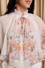 Σετ μπλούζα - σορτς με floral μοτίβο εκρού - Image 6