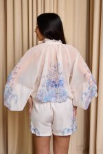 Σετ μπλούζα - σορτς με floral μοτίβο γαλάζιο - Image 5