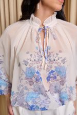 Σετ μπλούζα - σορτς με floral μοτίβο γαλάζιο - Image 6