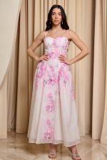 Φόρεμα maxi με floral μοτίβο ροζ