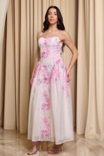 Φόρεμα maxi με floral μοτίβο ροζ - Image 4