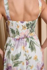 Φόρεμα maxi floral με halter λαιμόκοψη εκρού - Image 7