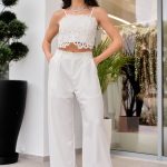 Σετ τοπ - παντελόνι άσπρο