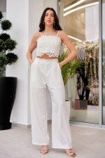 Σετ τοπ - παντελόνι άσπρο