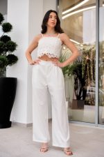 Σετ τοπ - παντελόνι άσπρο - Image 2