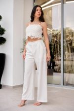 Σετ τοπ - παντελόνι άσπρο - Image 4